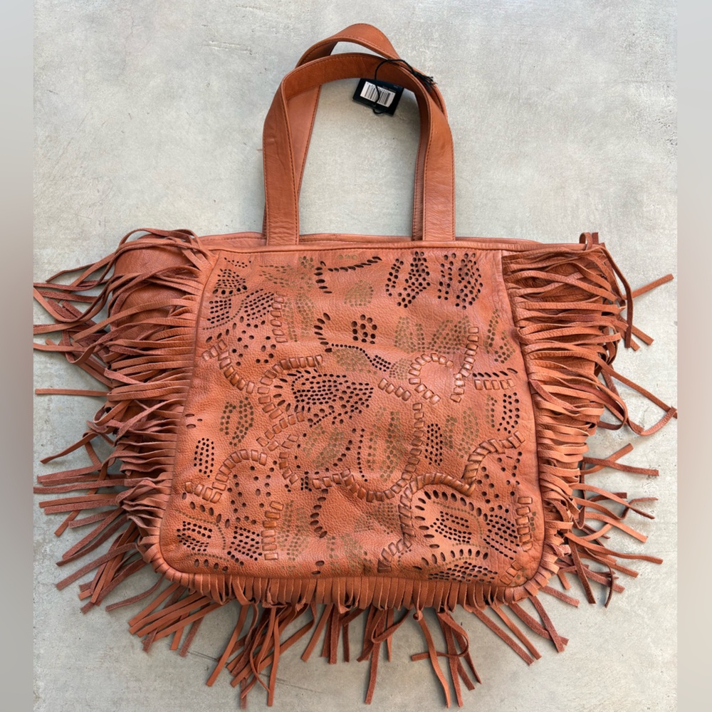 Frye Vivian Fringed Leather Tote Bag - Picture 3 of 16